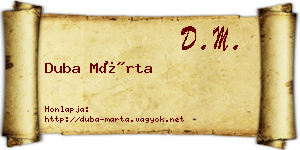 Duba Márta névjegykártya